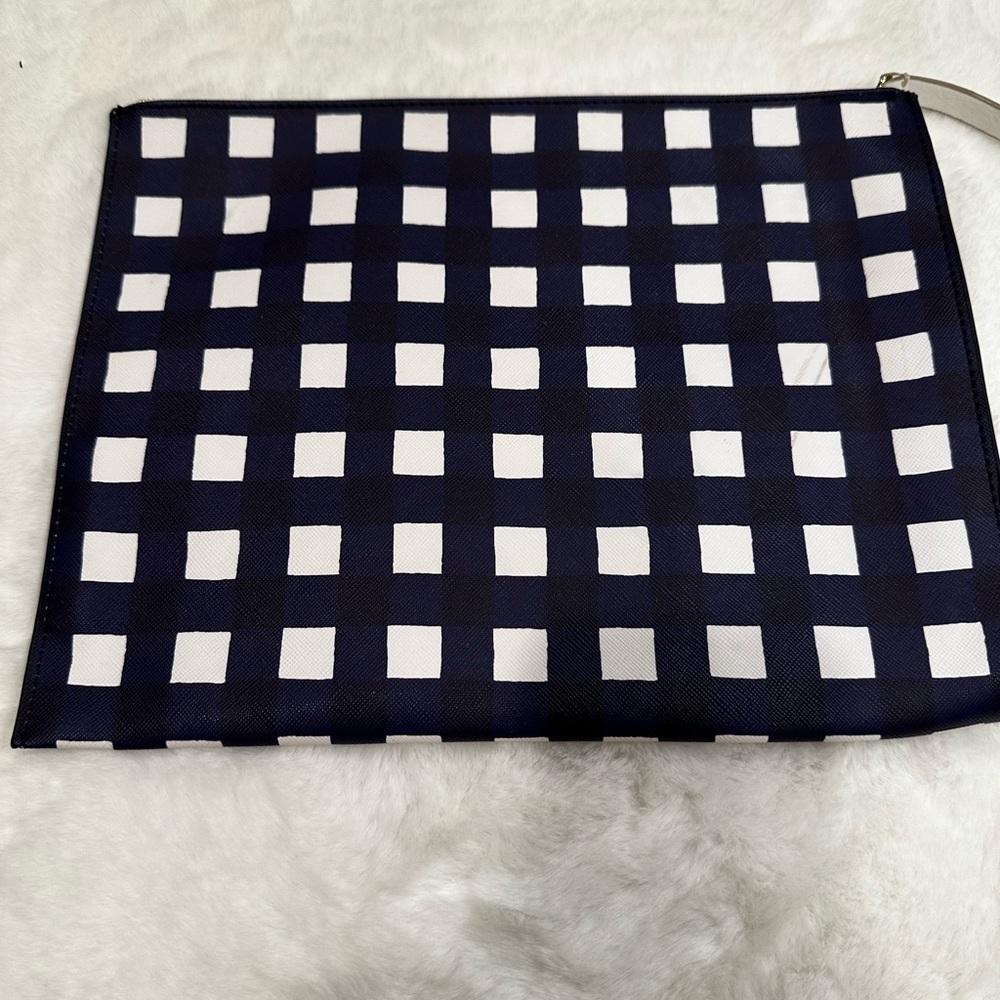 Checkered Navy and White Clutch